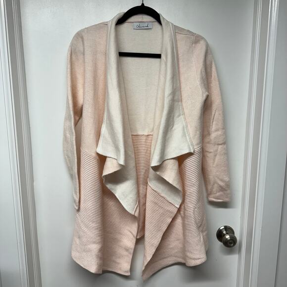 Chicwish Soft Blush Pink Ribbed Hem Drape Cardigan Waterfall Size Small Medium - Picture 1 of 8